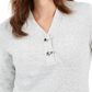 Karen Scott Women's Petite Hardware-Trim Cotton Henley Sweater Gray Size 44