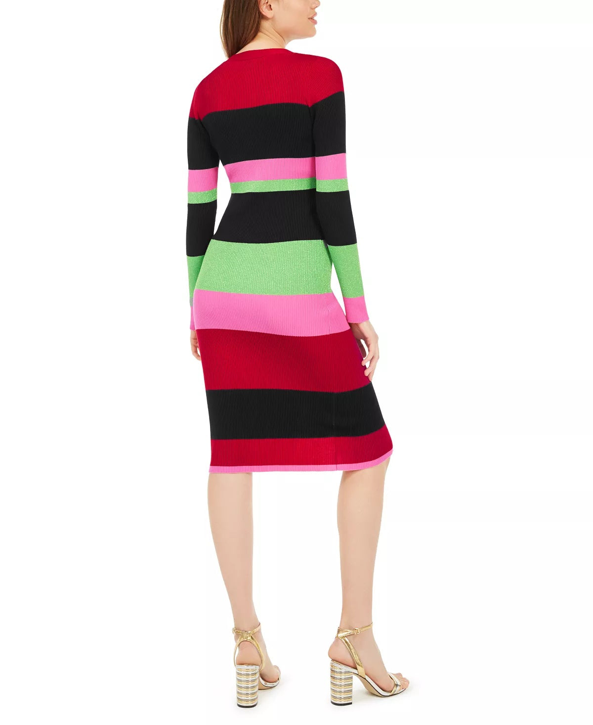 Planet Gold Junior's Metallic Stripe Cardigan Dress Red Size Large
