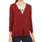 Charter Club Women's Merino Wool V Neck Cardigan Red Size X-Small