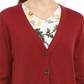 Charter Club Women's Merino Wool V Neck Cardigan Red Size X-Small