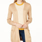 Maison Jules Women's Long Open Front Jersey Sweater Beige Size Large