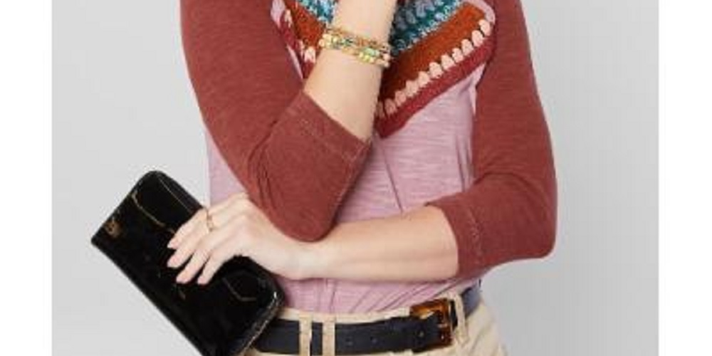 Free People Women's Spring Bound Crochet Yoke Top Pink Size Large