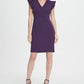 DKNY Women's V Neck Ruffle Cap Sleeve Sheath Dress Purple Size 2