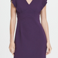 DKNY Women's V Neck Ruffle Cap Sleeve Sheath Dress Purple Size 2