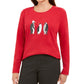 Karen Scott Women's Polka Dot Penguins Embellished Cotton Top Red Size X-Large