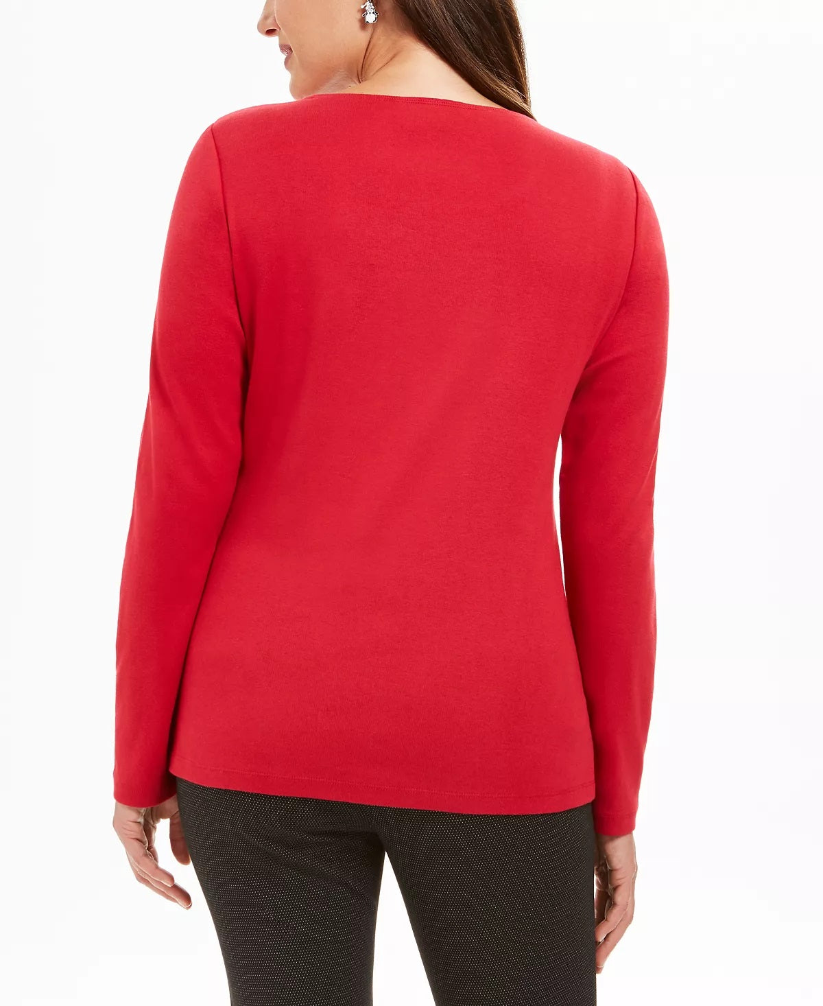 Karen Scott Women's Polka Dot Penguins Embellished Cotton Top Red Size X-Large