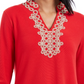 Charter Club Women's Lace-Trim Tunic Top Red Size Small