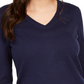 Charter Club Women's Merino Wool Button Cuff V Neck Sweater Intrepid Blue Size X-Large