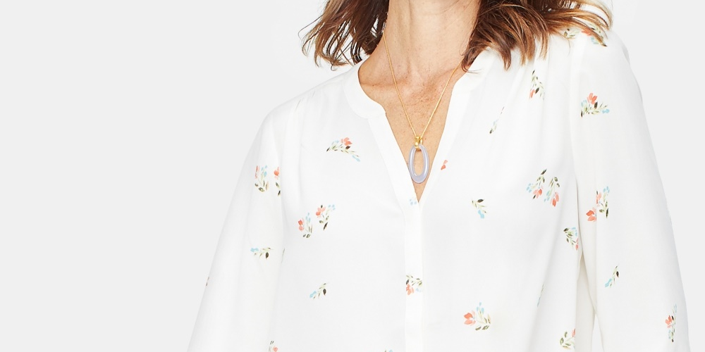 NYDJ Women's Pleated Blouse Blue Size X-Large