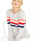 Charter Club Women's Shoulder Button Striped Sweater Gray Size Small
