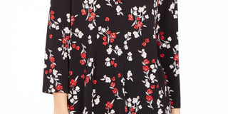 Charter Club Women's Printed V Neck Top Black Size XX-Large