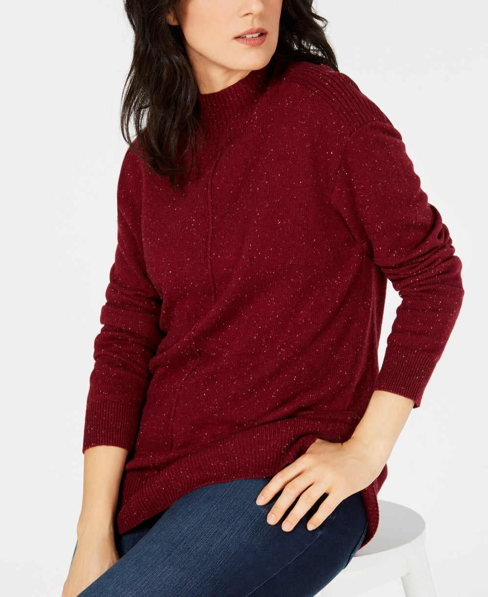 Karen Scott Women's Mock-Neck Shimmer Sweater Red Size X-Small