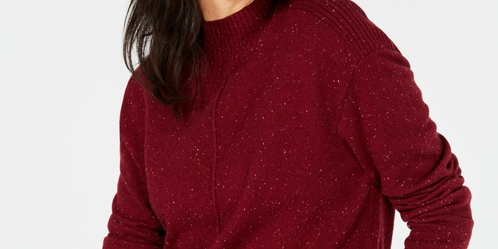 Karen Scott Women's Mock-Neck Shimmer Sweater Red Size X-Small