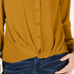 INC International Concepts Women's Twist-Front Button-Up Top Yellow Size Petite Medium