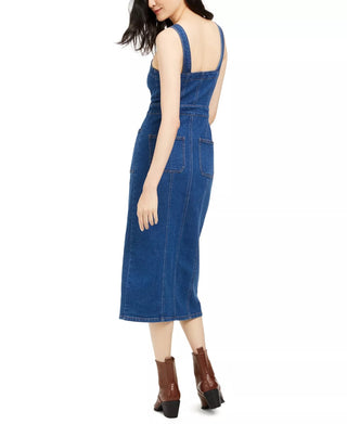 OAT Women's Fitted Denim Button Dress Blue Size 4