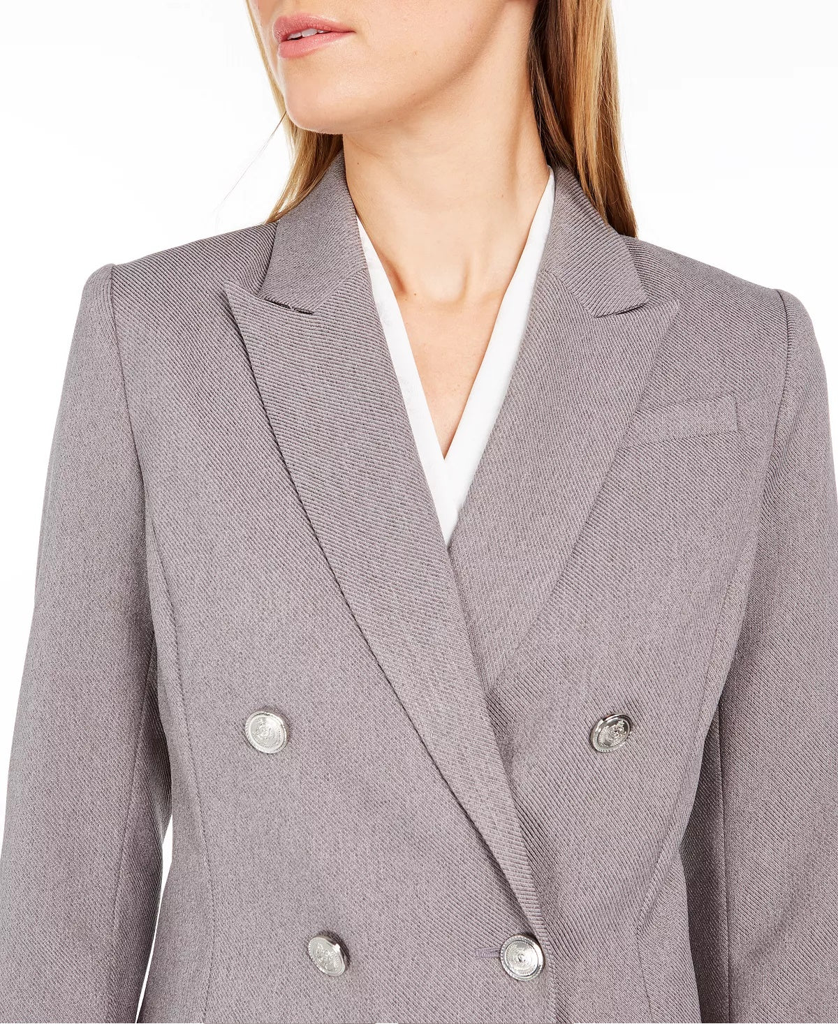 Calvin Klein Women's Textured Double-Breasted Blazer Gray Size 4