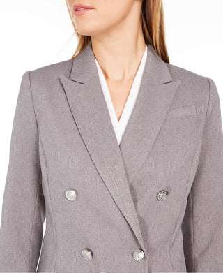 Calvin Klein Women's Textured Double-Breasted Blazer Gray Size 4