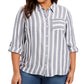 Style & Co Women's Striped Button Up Shirt White/gray Size -0X