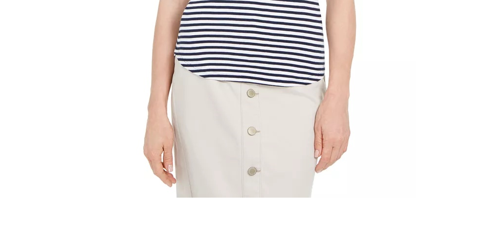 Charter Club Women's Supima Cotton Knit-Stripe Tank Lt Beige Size Medium