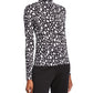 St. John Women's Collection Nuda Snow Leopard Print Jersey Turtleneck Black Size Petite