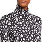 St. John Women's Collection Nuda Snow Leopard Print Jersey Turtleneck Black Size Petite
