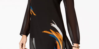 Alfani Women's Petite Placed-Print Chiffon Tunic White Size Petite S