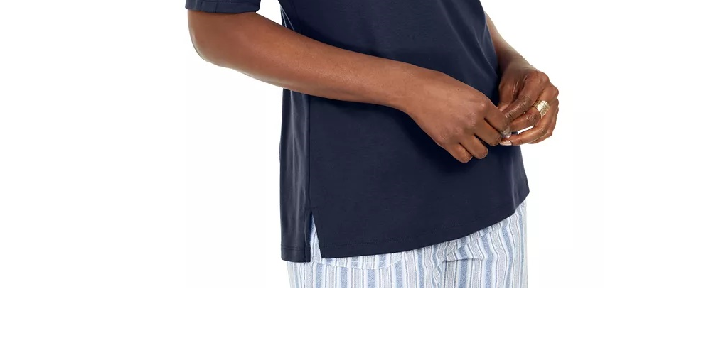 Karen Scott Women's Studded Elbow-Sleeve Boat-Neck Top Black Size Small