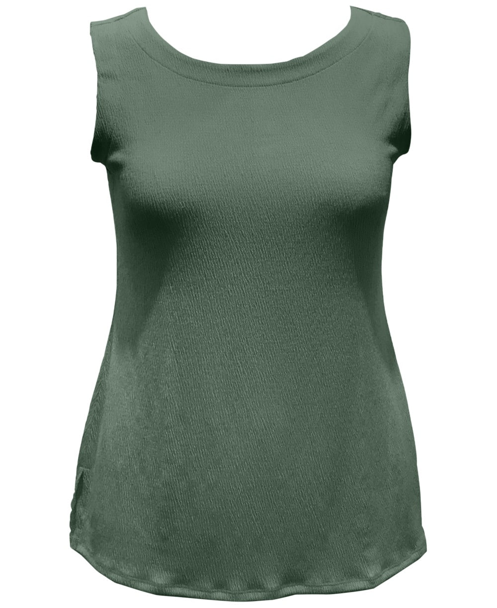 JM Collection Women's Textured Button Tank Top Green Size Large