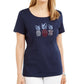 Karen Scott Cotton Women's Embellished Pineapple Top Blue Size X-Small