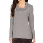 Charter Club Women's Striped Cowl Neck Top Black Size X-Small