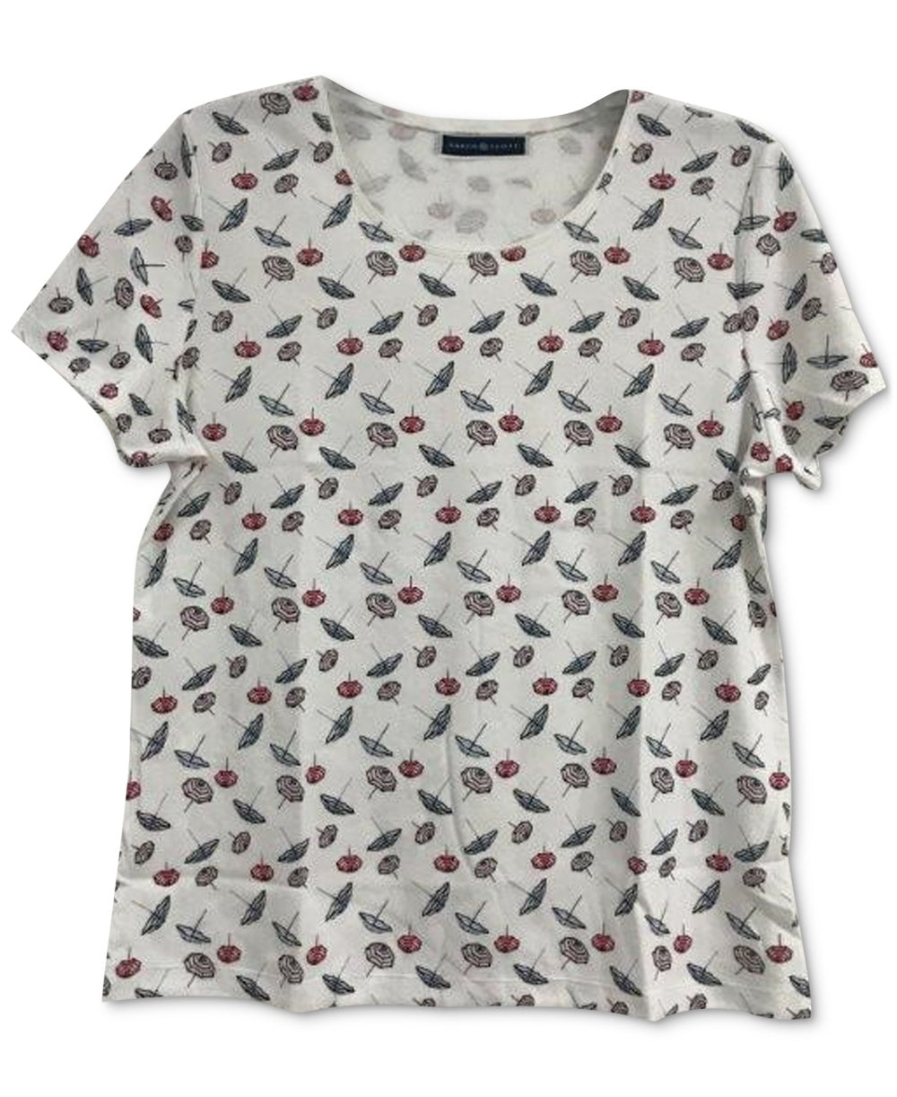 Karen Scott Women's Scoop Neck T-Shirt White Size Large