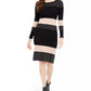 Taylor Women's Striped Midi Sweater Dress Black Size Medium