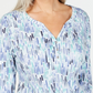 Karen Scott Women's Petite Watercolor-Print Henley Top Dark Blue Size PXL