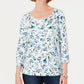 Karen Scott Women's Audra Oasis Printed Top Blue Size PXL