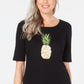 Karen Scott Women's Cotton Pineapple Graphic Print T-Shirt Black Size Medium