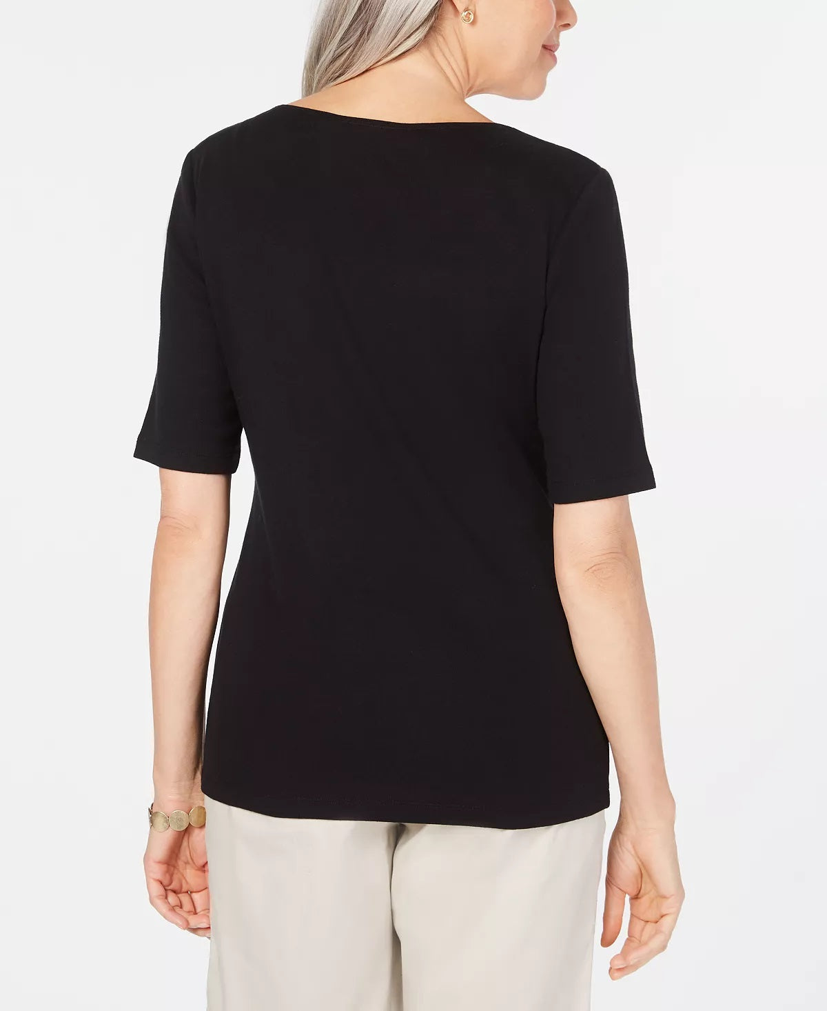 Karen Scott Women's Cotton Pineapple Graphic Print T-Shirt Black Size Medium