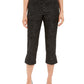 JM Collection Women's Printed Tummy-Control Capris Black Size Small