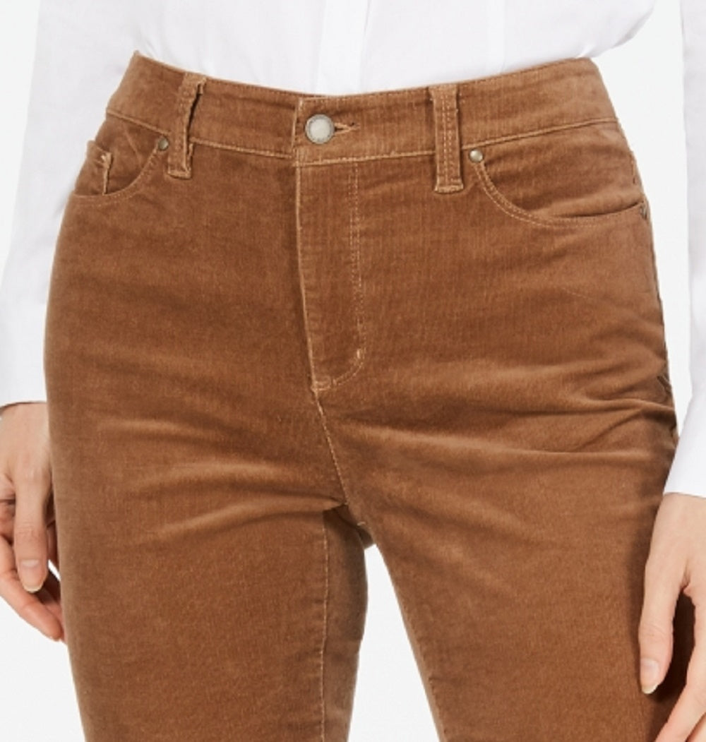 Charter Club Women's Lexington Straight-Leg Corduroy Pants Brown Size 16 Petite