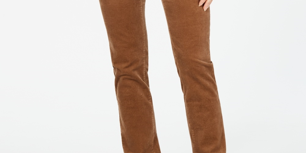 Charter Club Women's Lexington Straight-Leg Corduroy Pants Brown Size 16 Petite