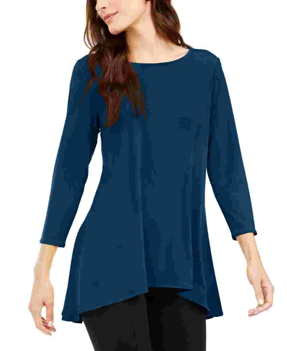 Alfani Women's Solid Swing Top Blue Size Petite Small