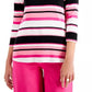 Charter Club Women's Pima Cotton Button Shoulder Stripe Top Pink Size X-Large