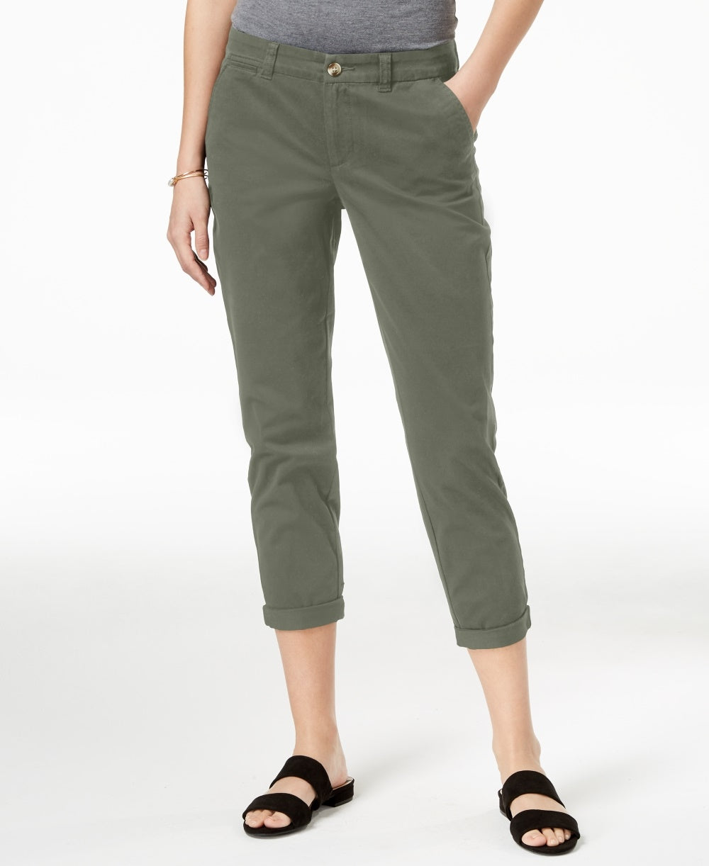Maison Jules Women's Slim Ankle Pants Green Size 16