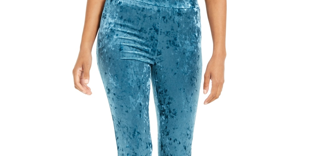 Thalia Sodi Women's Velvet Stretch Leggings Blue Size Large