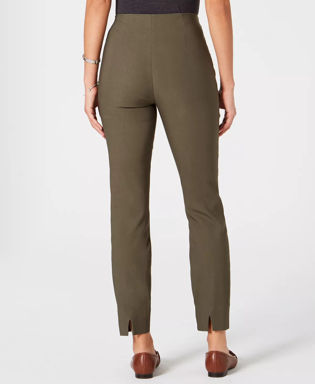 Charter Club Women's Chelsea Tummy-Control Ankle Pants Green Size 12 Petite