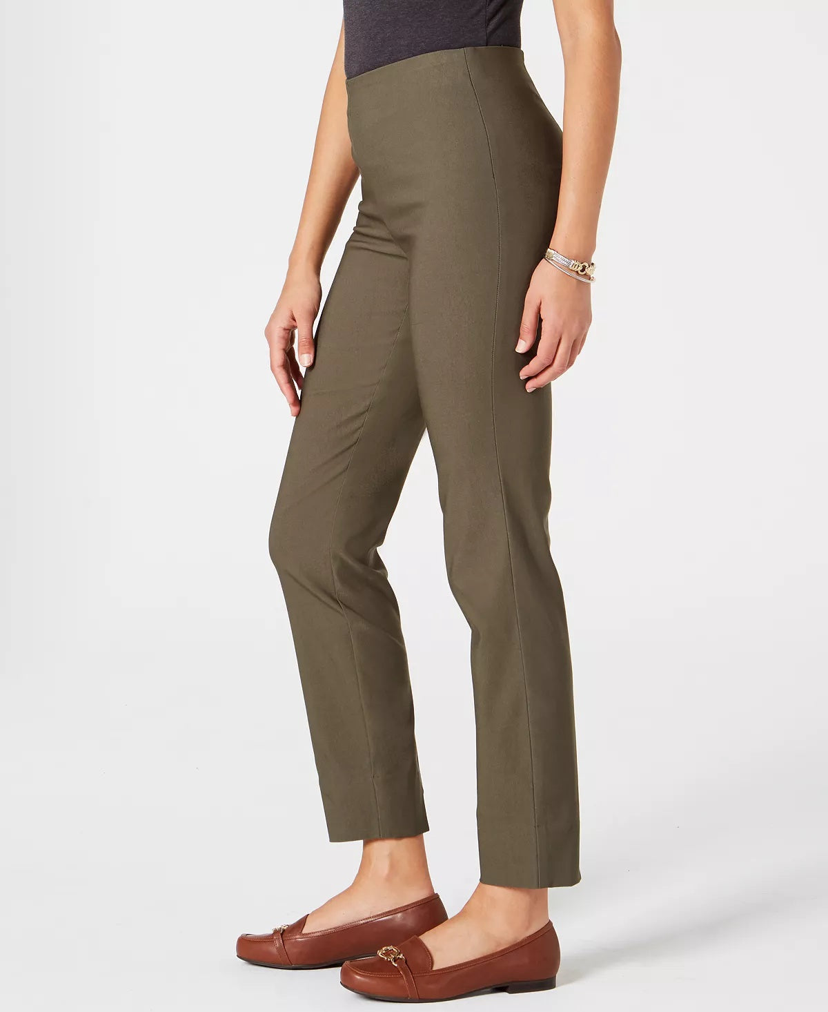 Charter Club Women's Chelsea Tummy-Control Ankle Pants Green Size 12 Petite