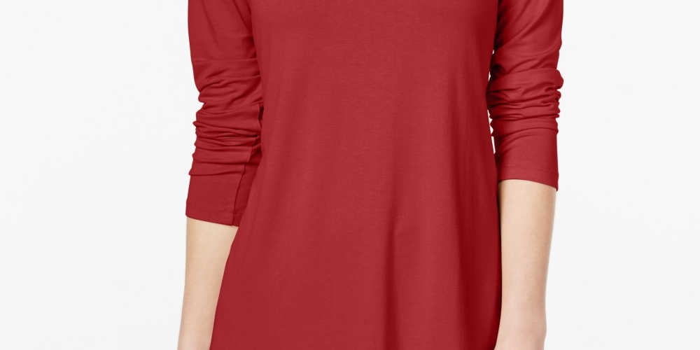 JM Collection Women's Petite Turtleneck Top Red Size Size PL
