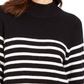 Charter Club Women's Petite Split-Back Striped Mockneck Sweater Black PS
