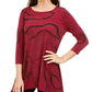 Alfani Women's Printed Handkerchief Hem Top Red Size Petite Small