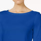 Charter Club Women's Boat Neck Button Shoulder Top Blue Size X-Small