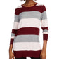 Maison Jules Women's Color Block Long Sleeve Jewel Neck Sweater Wine Size XX-Large